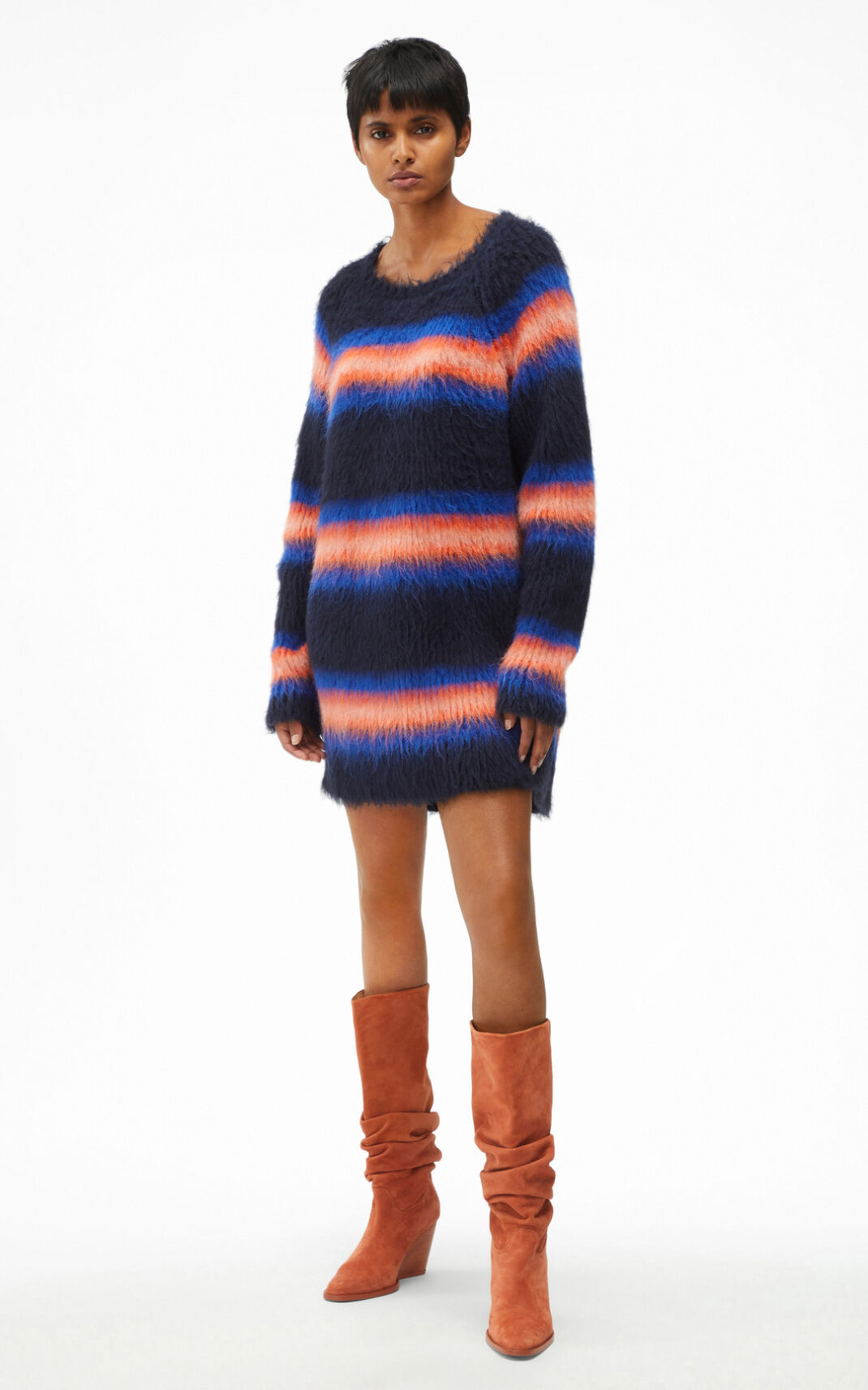 Kenzo Striped sweater Elbise Bayan Mavi | 1073-YBUJO